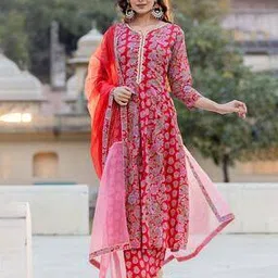 yufta Women Floral Print Anarkali Kurta Suit Set-picture-31