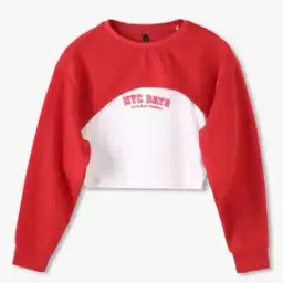 rio girls Girls Typographic Print Varsity Regular Fit Twofer Top-picture-32