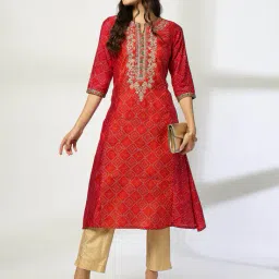 avaasa mix n' match Women Bandhani Print A-Line Kurta image 1