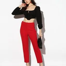 High-Waist Slim Fit Pin-Tucks Trousers-image-93