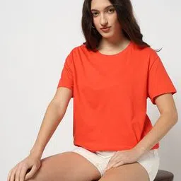 yousta Regular Fitcrew Neckhalf Sleevessolidregular Lengtht Shirts-picture-10