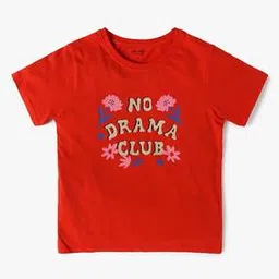 yousta Girls Typographic Print Regular Fit Crew-Neck T-Shirt-picture-27