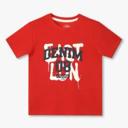 lee cooper Boys Typographic Print Boxy Fit Round-Neck T-Shirt image 1