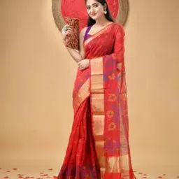 indie picks Printed Cotton Silk Handloom Saree with Contrast Border-picture-12