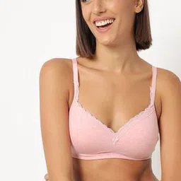 enamor Padded Non-Wired Demi Bra with Lace Trim-picture-20