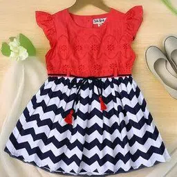 bella moda Girls Chevron Pattern Fit and Flare Dress-picture-48