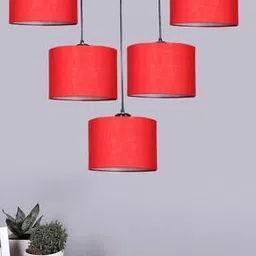 devansh Cotton Round Drum Quintuple LED Hanging Lamps  -picture-16