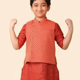 fabindia Boys Geometric Woven Nehru Jacket-picture-12