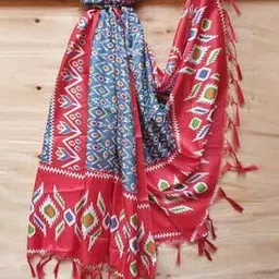 molcha by babita singh Geometric Print Dupatta with Tassels-picture-24