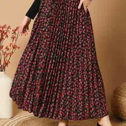zwerlon x ag Women Floral Print Pleated A-Line Skirt-picture-35