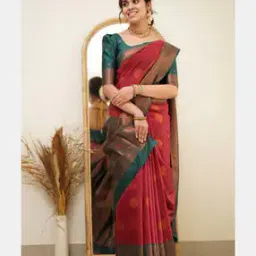 marziyaa Women Banarasi Silk Saree with Contrast Border-picture-18