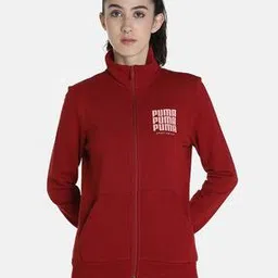 Brand Print Sweatshirt with Zip-Front Closure-image-16