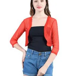 peptrends Sheer Shrug with Pleated Neckline-picture-38