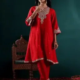 varanga Women Embroidered A-Line Kurta Suit Set-picture-14