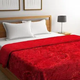 dhrohar Super Soft 500 GSM Floral Print Microfiber Double Bed AC Quilt/Comforter - Red-picture-29