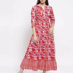 indibelle Floral Print Tiered A-line Kurta-picture-40