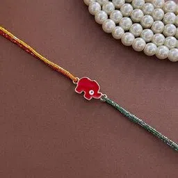 digital dress room Tie-Up Designer Rakhi Red Elephant Evil Eye Charm-picture-31