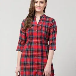 Checked Tunic with Tie-Up-image-12