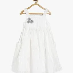 miniklub Girls Square-Neck Fit & Flare Dress with Floral Applique-picture-15