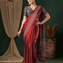 ri-wah Women Bandhani Print Crepe Saree-picture-38