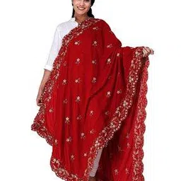 Women Floral Embroidered Velvet Dupatta-image-46