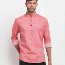 cross court Short Kurta with Mandarin Collar-picture-41