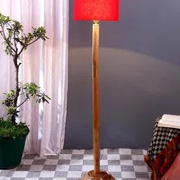 devansh Cotton Drum Floor Lamp with Wooden Base-picture-26