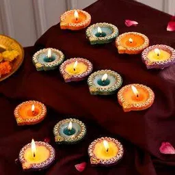 Set of 12 Radiant Diwali Wax Diyas-image-1
