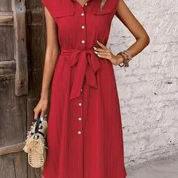 Women Crinkled Shirt Dress-image-99