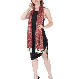 style 98 Women Printed Stole with Lace Border-picture-16
