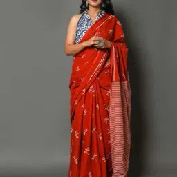 indie picks Printed Pure Cotton Saree image 1