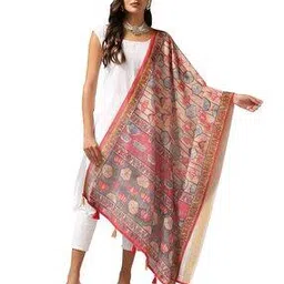 kaizen texo fab Women Floral Print Dupatta with Tassels-picture-26