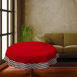 home heart Checked 2-Seater Round Table Cover 24"-picture-23