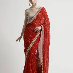 jaipur kurti Women Bandhani Print Saree with Contrast Border image 1