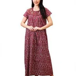 av2 Women Floral Print Round-Neck Nighti-picture-11
