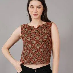 navsyaa Ajrak Print Straight Crop Top-picture-23