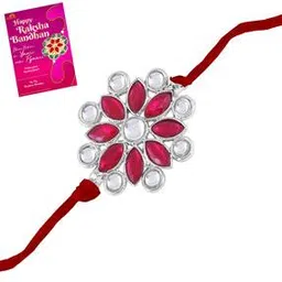 om jewells Stone-Studded Tie-Up Rakhi with Greeting Card-picture-53