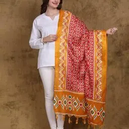 exotic india Women Ikkat Dupatta with Contrast Border-picture-14