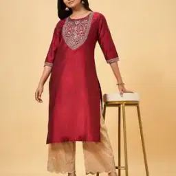 rangmanch by pantaloons Women Embroidered Straight Kurta-picture-27