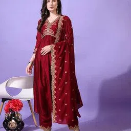 svaraa Women Embroidered Anarkali Kurta Set-picture-40