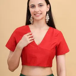 Women V-Neck Blouse with Short Sleeves-image-18