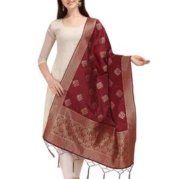 devangi Floral Woven Motifs Dupatta with Tassels image 1