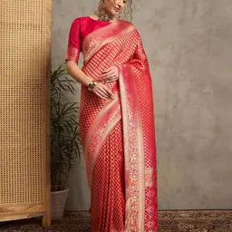 ri-wah Floral Zari Woven Banarasi Saree image 1