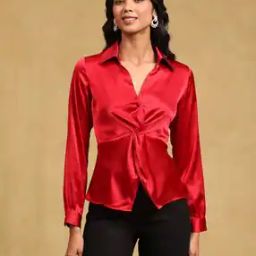 label ritu kumar Satin Top with Spread Collar-picture-42