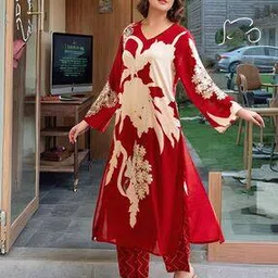 svaraa Women Floral Print Straight Kurta Set-picture-22