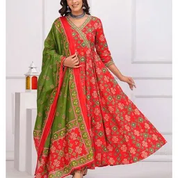 mizaz Women Printed Angrakha Kurta Set image 1