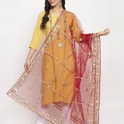 clora creation Clora Red Gotta Patti Net Dupatta-picture-13