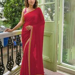 mionas Women Saree with Contrast Lace Border-picture-30