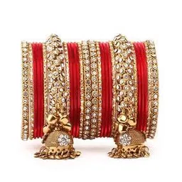 leshya Set of 2 Stone-Studded & Jhumkas Bangles-picture-36