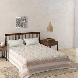Cotton Hand Block Printed King Bed Cover-image-0